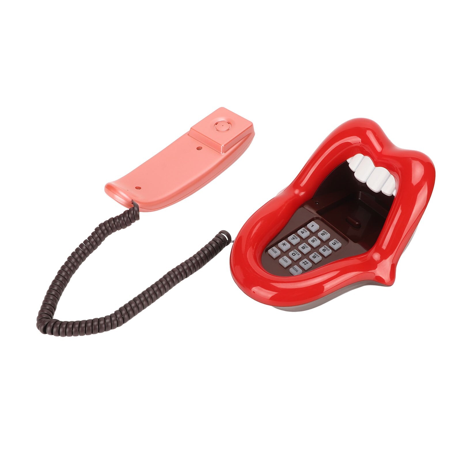 Novelty Tongue Stretching Sexy Lips Mouth Corded Phone with LED Indicator, Mini Landline Telephone for Home and Office Decor