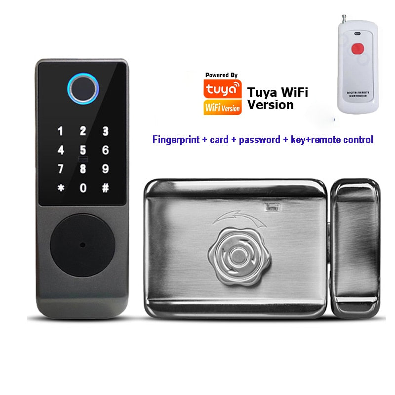 Fingerprint Lock Waterproof Tuya Wifi Remote Control Bluetooth TTLock App Card Digital Code Keyless Electronic Smart Door Lock