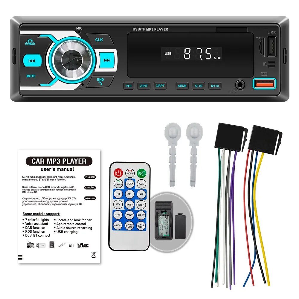 D3108 Car Radio Stereo Player Digital Bluetooth Car MP3 Player FM Radio Stereo Audio Music USB/SD with In Dash AUX Input
