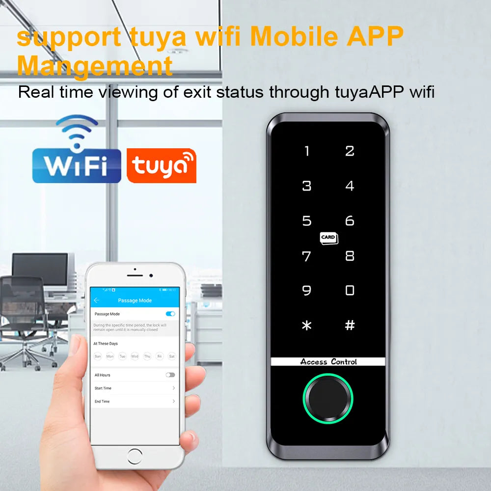 Tuya Fingerprint RFID Access Control System Smart Door Lock Electronic Gate Opener Home Digit Keypad Electric Magnetic Biometric