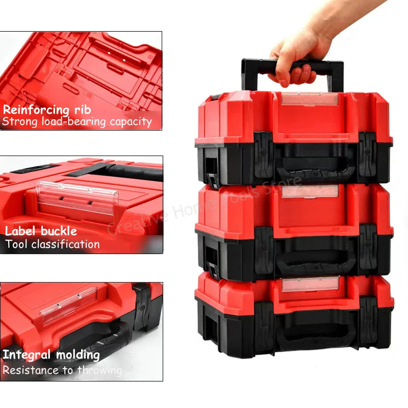 Tool Box Stackable Screws Organizer Box Portable Toolbox Suitcase Electrician Hardware Tool Storage Box Home Garage Tool Case