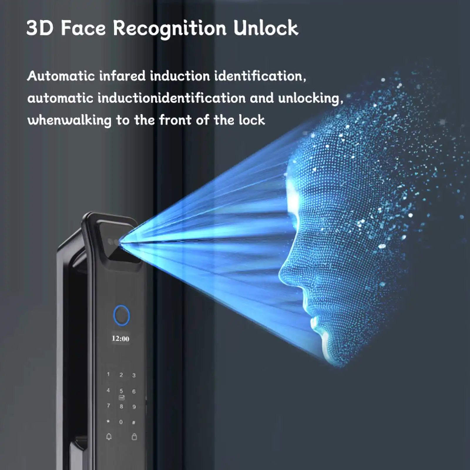 3D Face Recognition Smart Door Lock Security Camera Wifi Tuya APP Remote Control Voice Real-time Intercom Digital Electronic