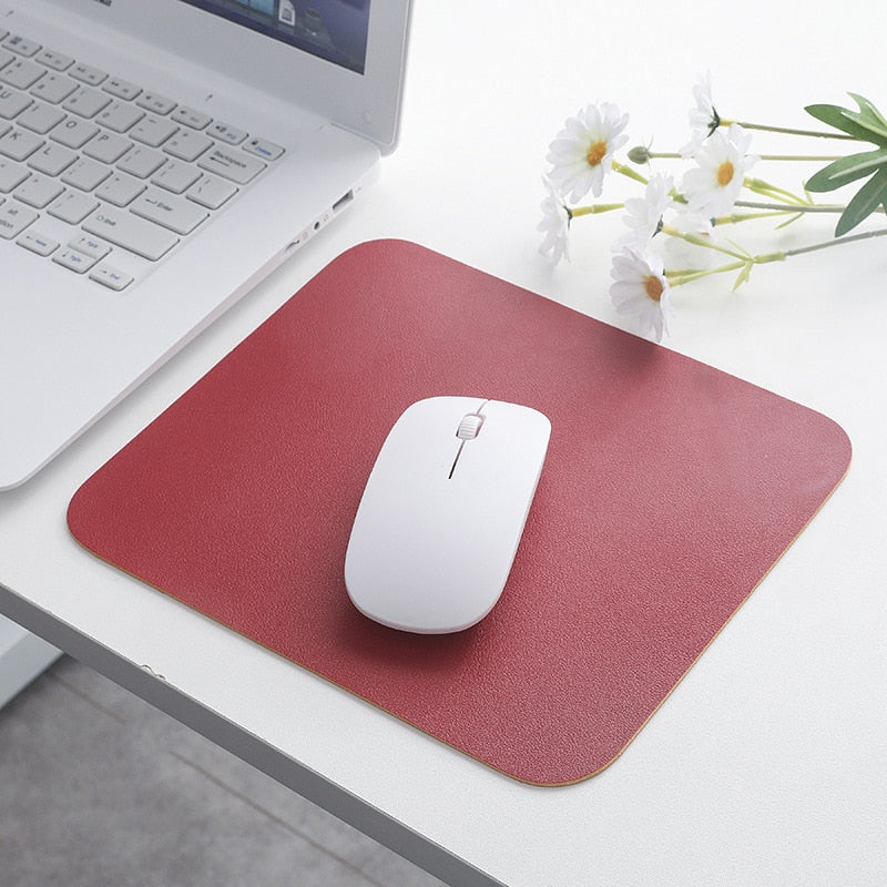 1 Pcs Solid Color PU Mouse Pad Simple Waterproof Game Mat Anti-slip Practical Table Mat Office Supplies【Wholesale】