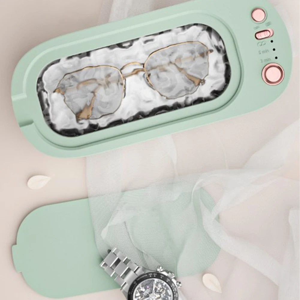 1PCS Portable Ultrasonic Cleaner High Frequency Vibration Cleaning Machine For Jewelry Necklace Ring Eyeglasses Watch Razor