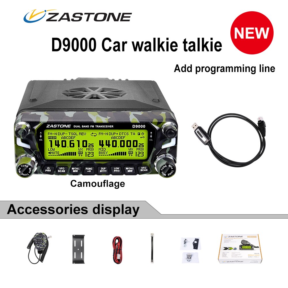 Zastone D9000 Car walkie talkie  Radio Station 50W UHF/VHF 136-174/400-520MHz Two way radio Ham HF Transceiver