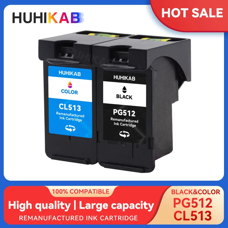 HUHIKAB Compatible PG512 CL513 for Canon PG 512 CL 513 Ink Cartridge for Pixma MP230 MP250 MP240 MP270 MP480 MX350 IP2700
