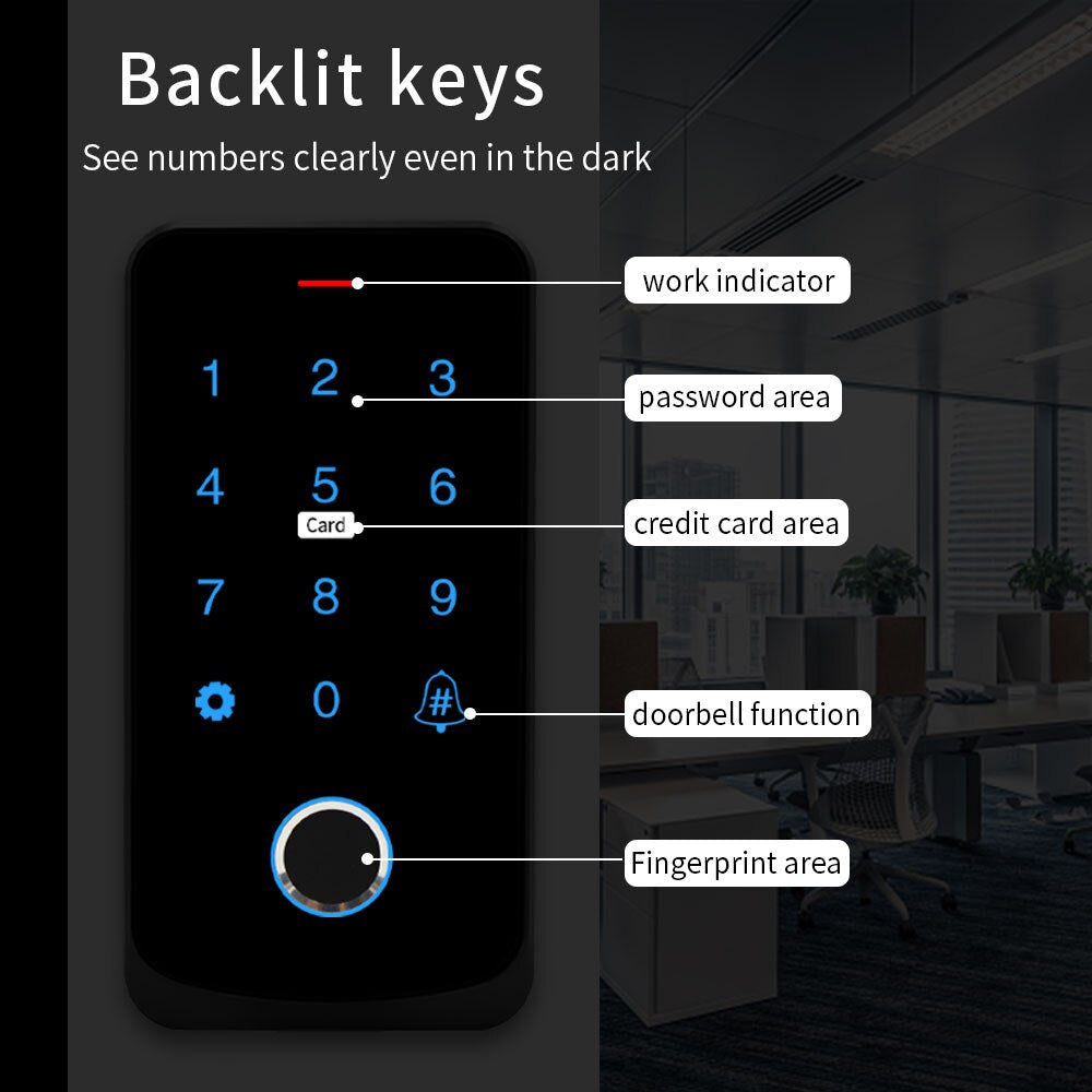 NFC Bluetooth Tuya App RFID IC M1 Access Control Keypad IP65 Waterproof Biometric Fingerprint Touch Screen Access Controller