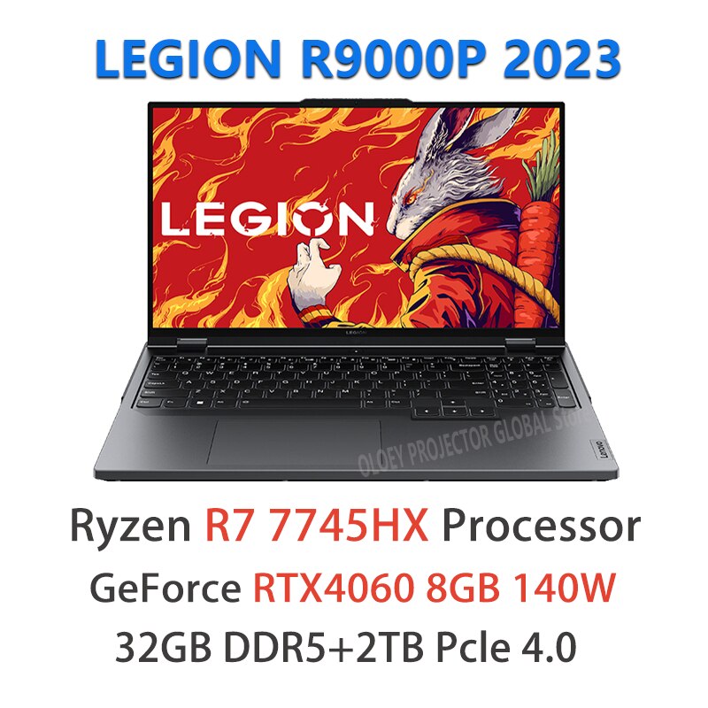 Lenovo LEGION R9000P 2023 E-Sports Gaming Laptop R7-7745HX GeForce RTX4060 8GB 16inch 2.5K 240Hz Game Notebook Backlit Keyboard