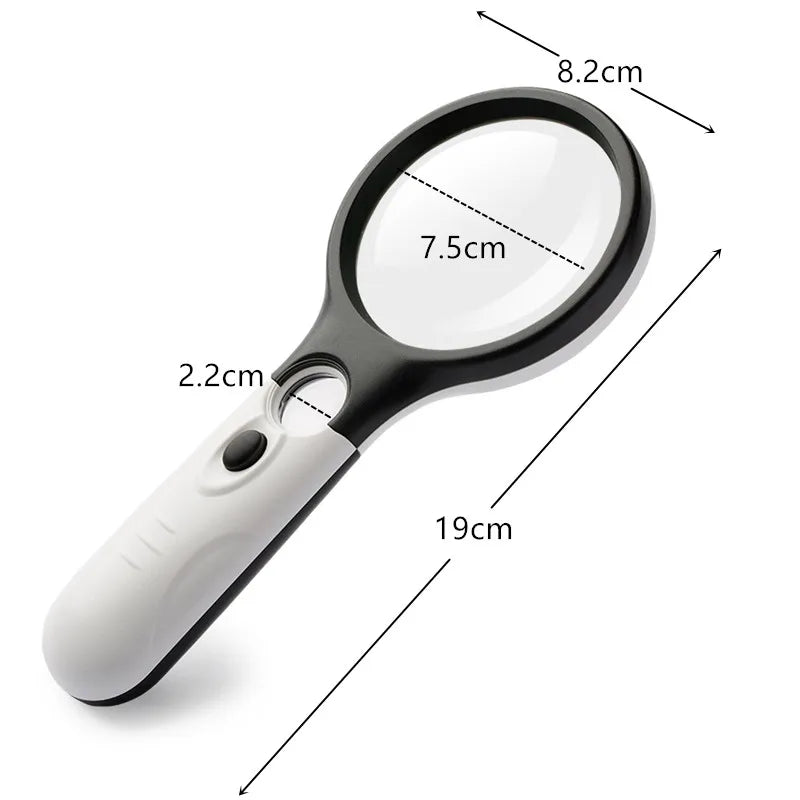 3 LED Light 45X Magnifying Glass Lens Mini Pocket Handheld Microscope Reading Jewelry Loupe Handheld Magnifiers