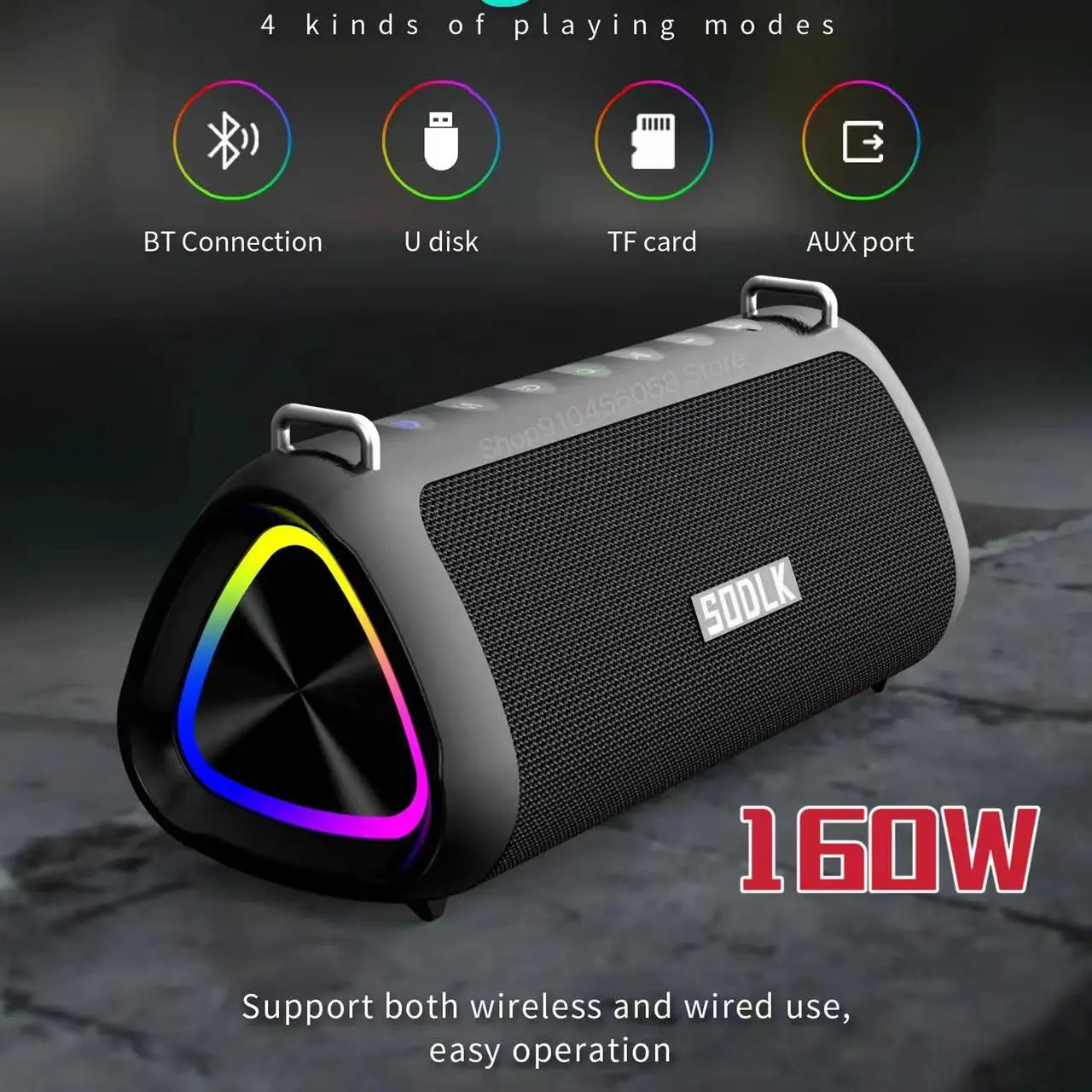 Portable Bluetooth Speaker 80W StormBox Blast Outdoor 3D Surround Sound Wireless Speaker IPX7 Waterproof Party Camping Speaker
