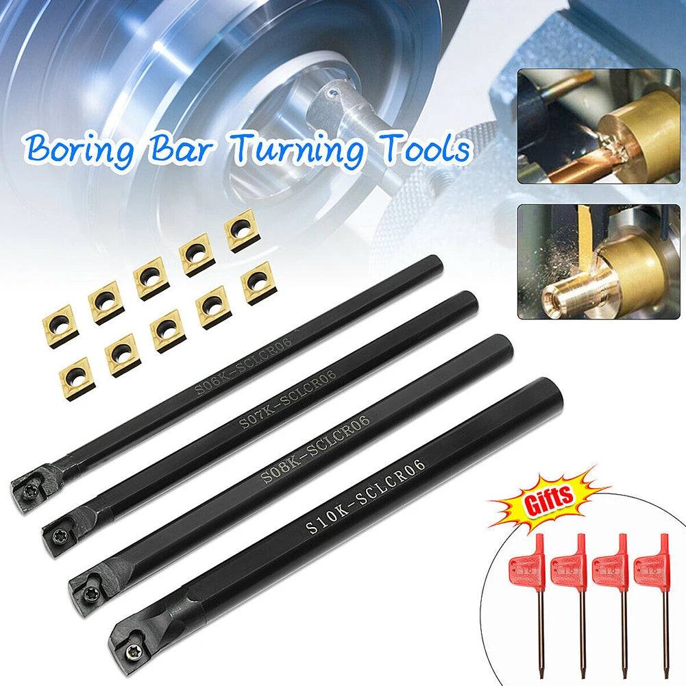 4 Set Lathe Turning Tool Holder Boring Bar Metal Shank Lathe Tool Lathe Cutter CNC Metal Turning Rod Holders And Inserts