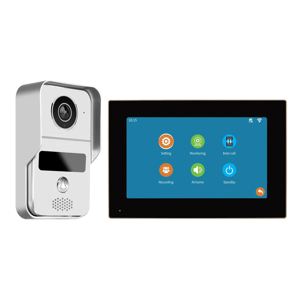 WiFi TUYA Smart APP 7 Inch 1080P Home Intercom Kit Wireless Video Door Phone Wired Doorbell for Villa Flat RFID Access Control