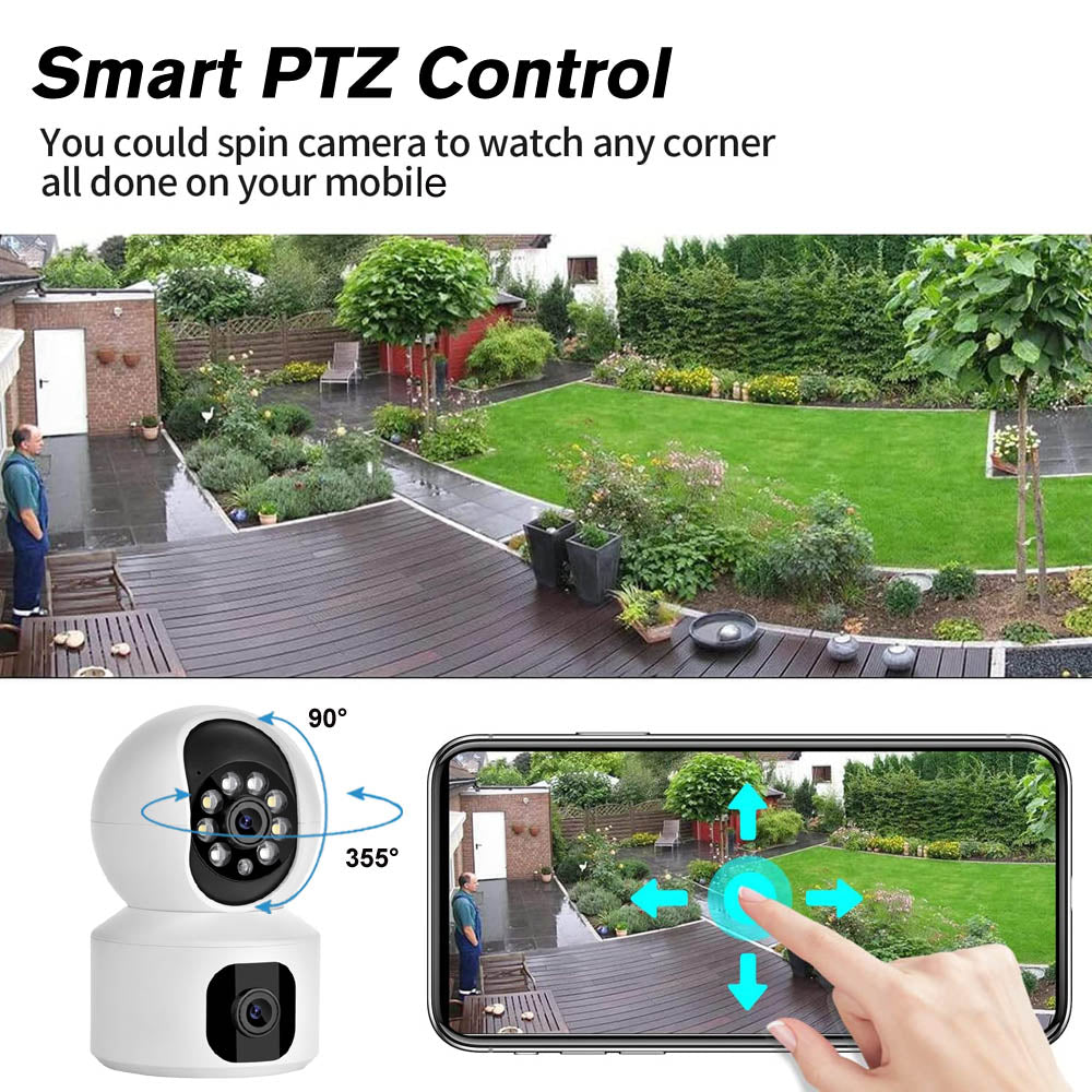 New Dual LENs 2K 4MP WiFi IP Camera CCTV 360° PTZ Smart Home Security Protection Video Monitor Baby Nanny Pet Surveillance Cam