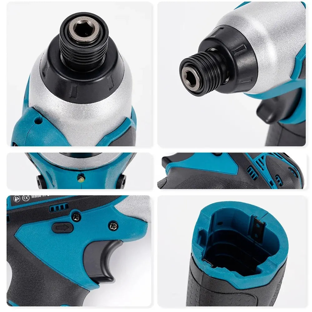 Compact 12V Electric Screwdriver 2500RPM 100N.m Cordless Impact Driver All-Copper Motor Compatible For Makita 10.8V Battery