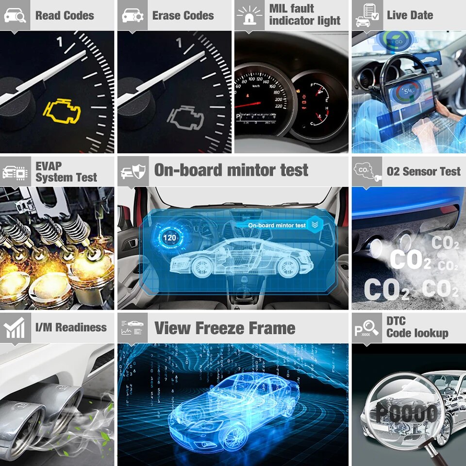 ANCEL FX2000 OBD2 Automotive Scanner ABS SRS Transmission Engine Code Reader JOBD/OBDII/EOBD Scanner OBD 2 Car Diagnostic Tools