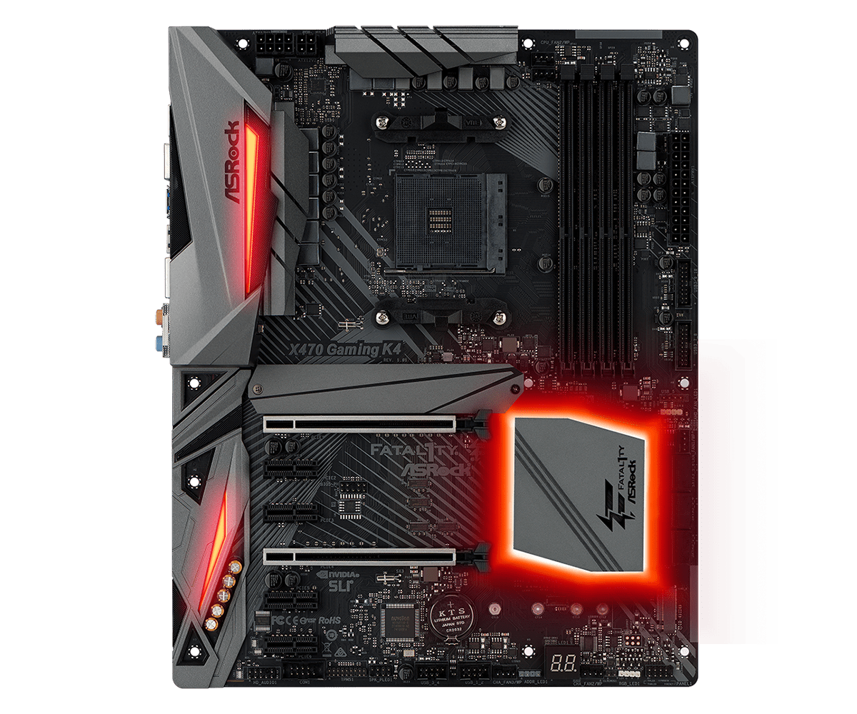 X470 AM4 Motherboard ASRock X470 GAMING K4 4×DDR4 64GB PCI-E 3.0 2×M.2 6×SATA III ATX For AMD Ryzen/7th Gen A-Series cpu