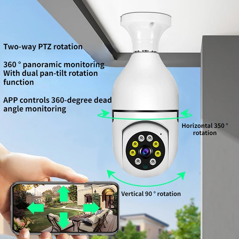 2MP 1080P Light Bulb Camera 5G Wifi Camera for Home Surveillance Spotlight E27 360 Degree Panoramic Wireless Security IP Camera