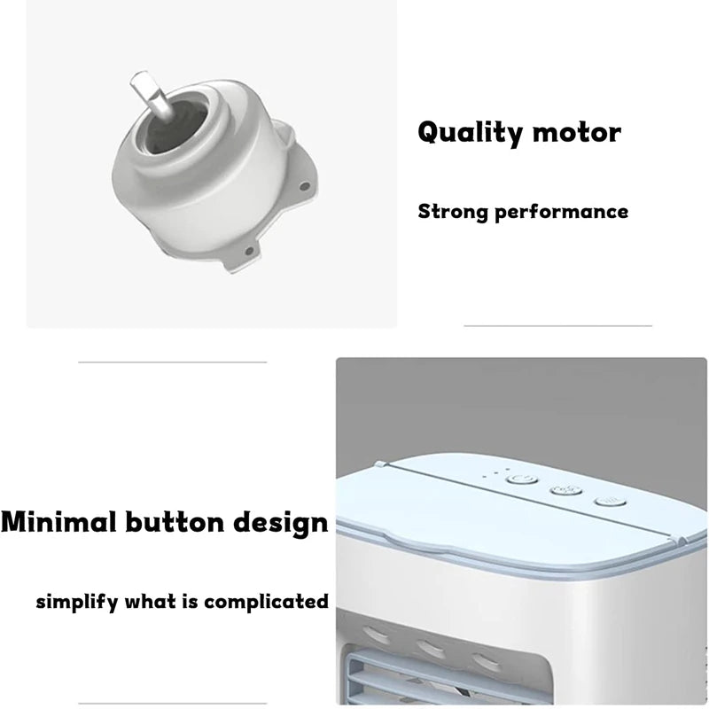 Portable Air Conditioner Cooler Fan 3 Wind Speed Mode Low Noise Spray humidification Cooling Fan USB Personal Mini Conditioner