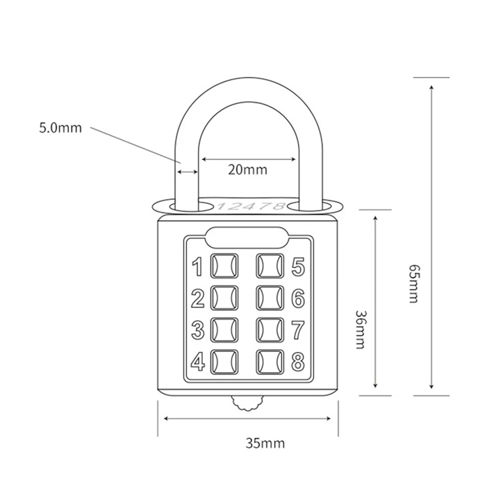 Mini Padlock Push Button 8 Digit Combination Code Lock for Home School Gym Locker Luggage Travel Luggage Case Code Lock