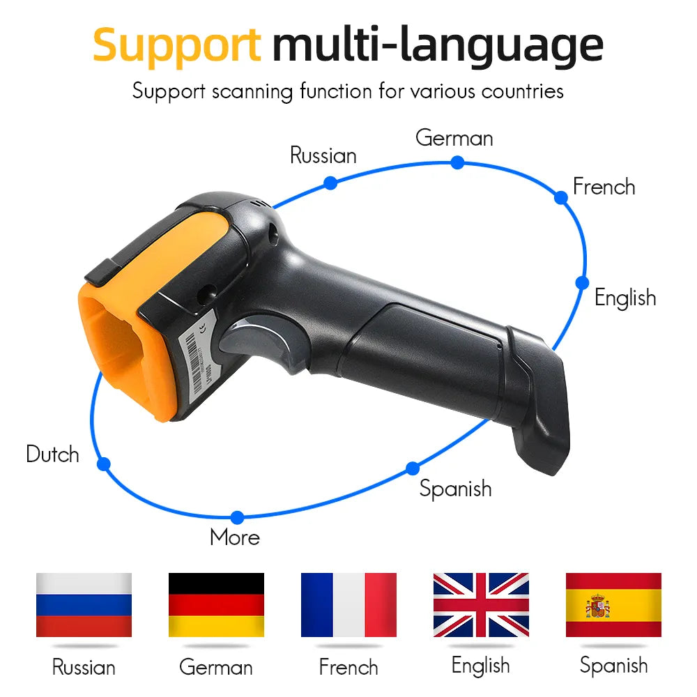 1D/2D  Supermarket Handhel  Barcode Bar  Code Scanner  Reader QR   PDF417 Bluetooth 2.4G Wireless &Wired USB Platform