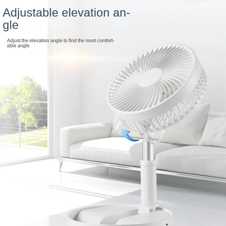 USB Folding Telescopic Floor Fan 3600mA Charging Portable Electric FAN Mute Convenient Storage Desktop Fans Office Room Lobby