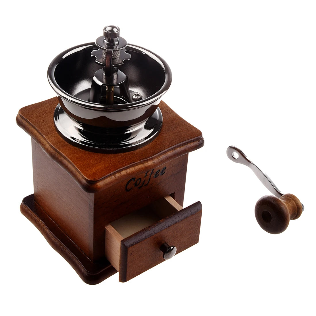 Manual coffee grinder Wood / metal hand mill Spice mill (wood color)