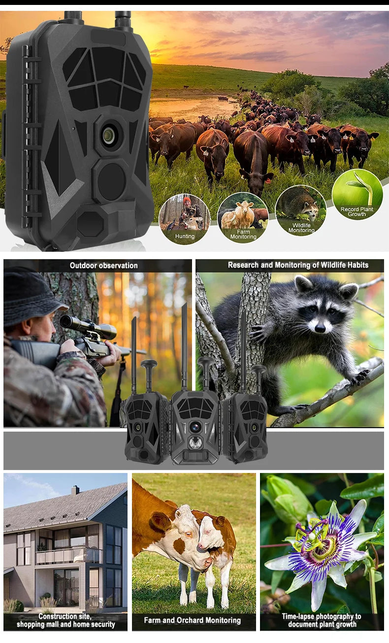 Outdoor 4K HD 20MP1080P HD Monitoring Field 4G Wireless Infrared Camera GPS Positioning IP66 Waterproof Wildlife Hunting Game