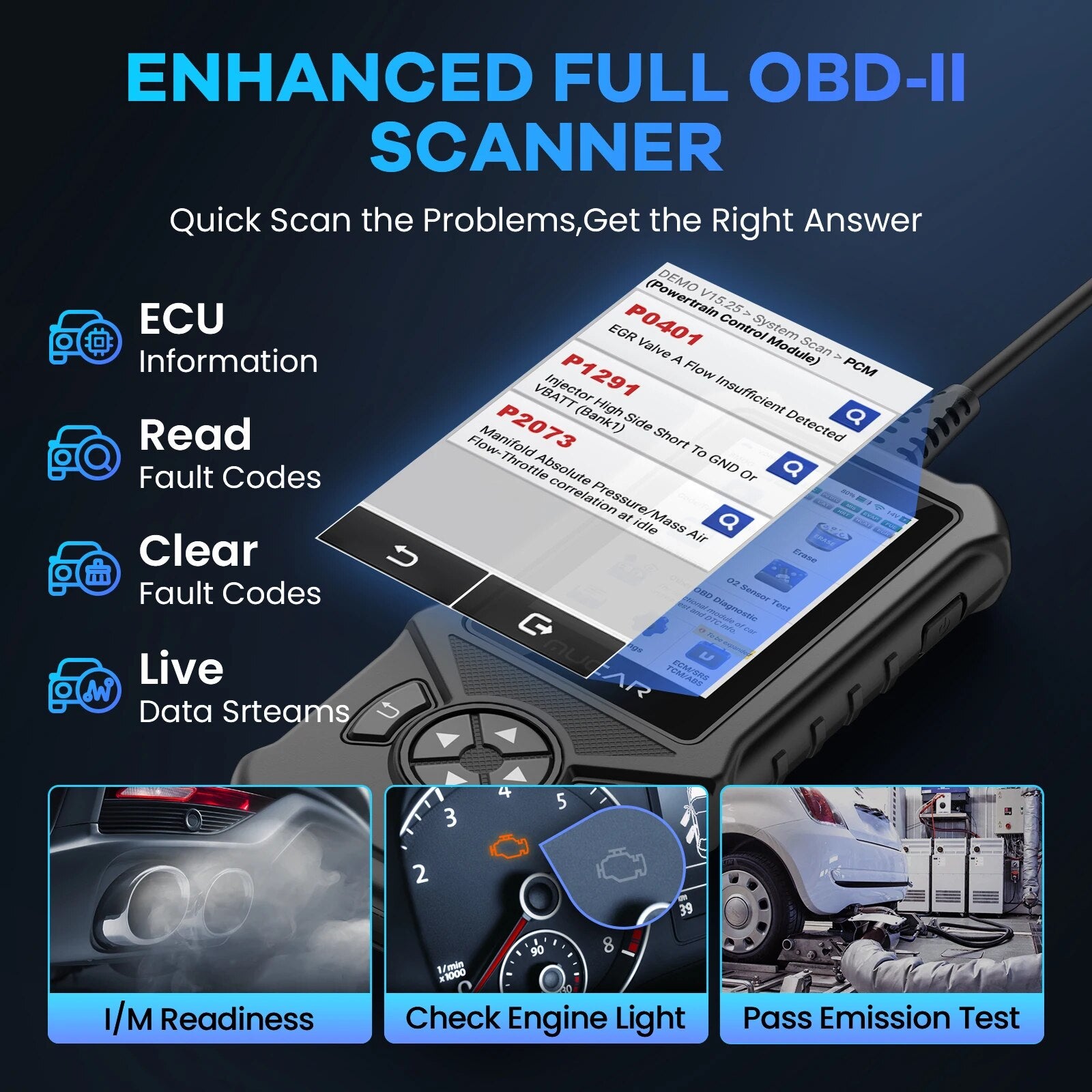 Mucar CDE900 OBD2 Diagnostic Tools 16G ROM WIFI Engine Automotive OBD 2 Code Reader Car Scanner Scan Tool PK CDL20