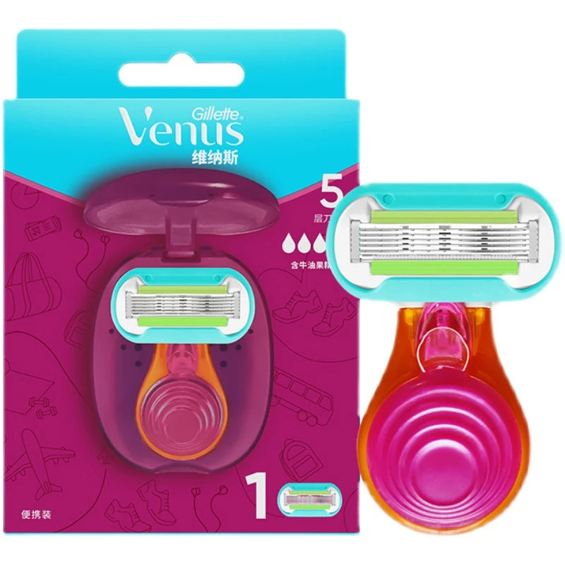 Gillette Venus Snap With Embrace Razor 5 Layer Blade with Lubricating Soap Manual Shaver Women Hair Remover With Travel Case