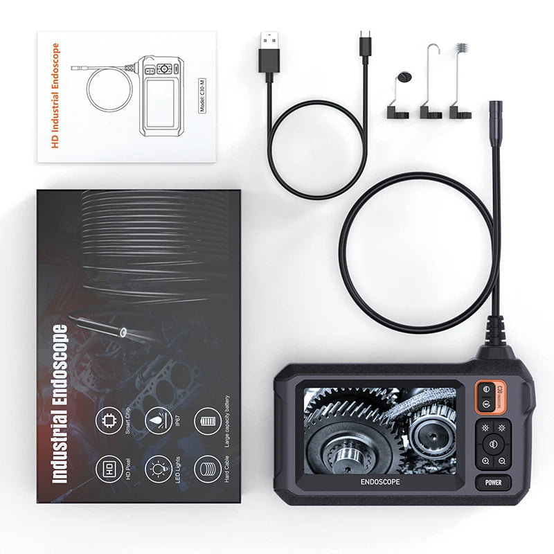 INSKAM 4.3Inch IPS Screen Industrial Endoscope Camera 8mm HD1080P Single Lens Pipe Inspection Borescope for cars IP67 Waterproof