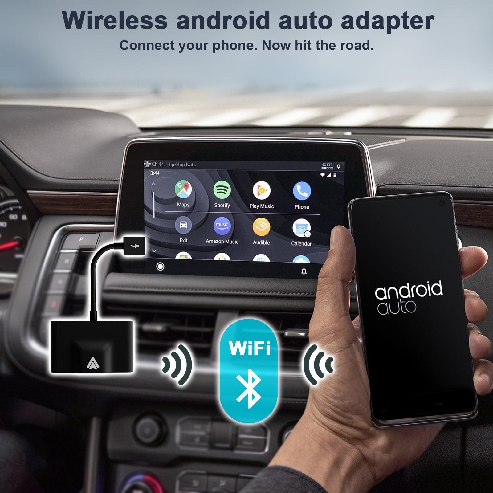 Wireless Adapter for Android Phone,Wireless Auto Car Adapter,Wireless Carplay Dongle,Plug Play 5GHz WiFi Online Update