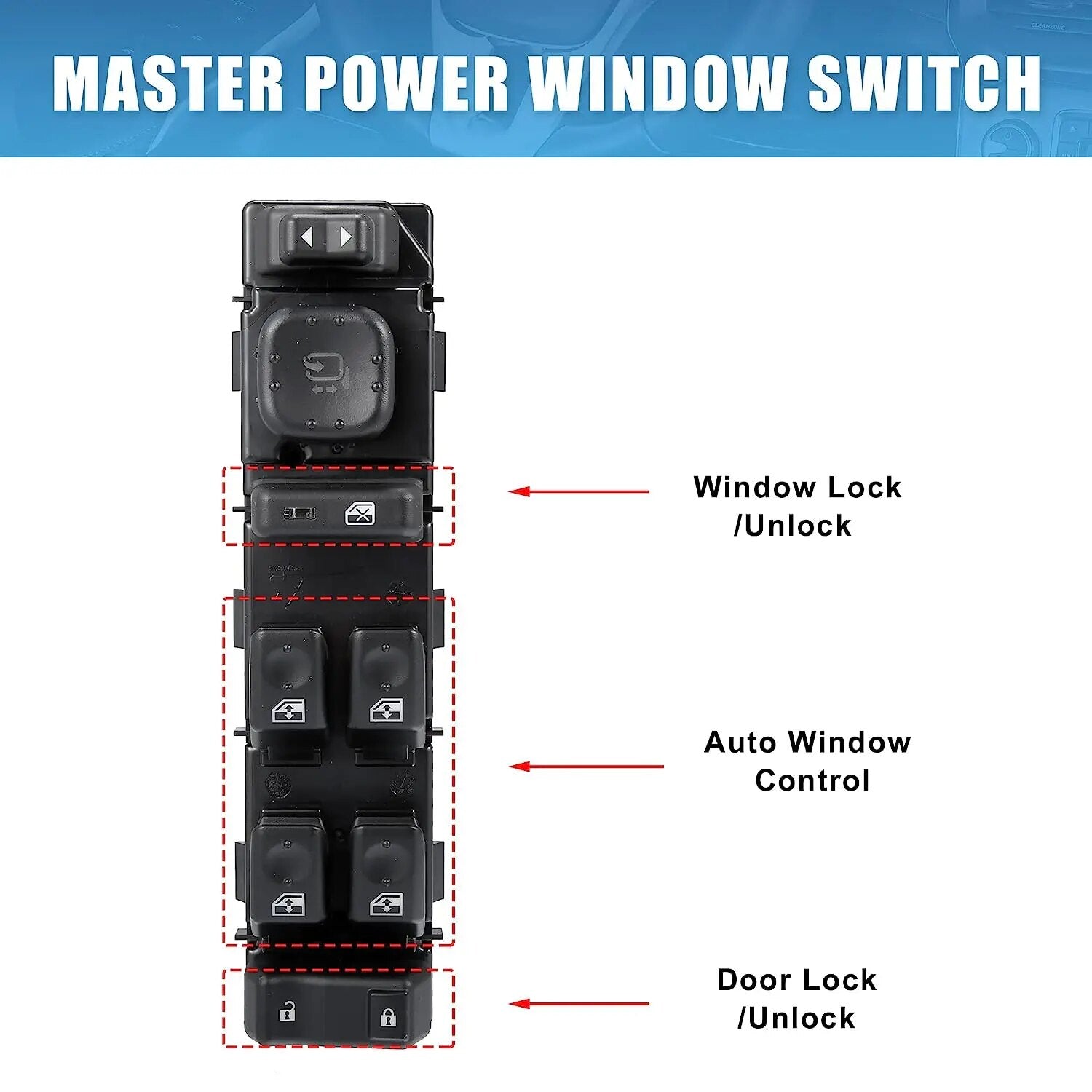 15883319 DWS-394 Power Window Switch for Hummer H2 Chevrolet Suburban Avalanche GMC Yukon Sierra 2003-2006 Front Driver Switch