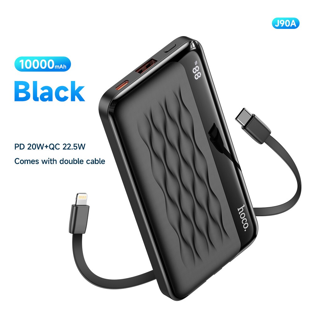 HOCO Power Bank 10000mAh with 20W PD Fast Charging Powerbank Portable Battery Charger PoverBank with USB Type C Cable For iPhone
