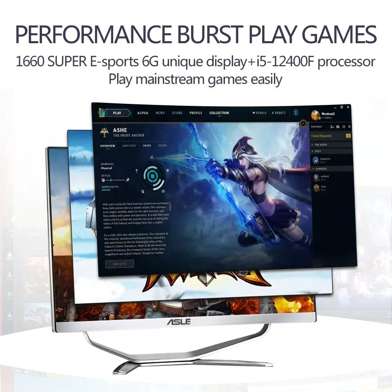 Hot selling Gaming desktop computer 24 27 32 inch in All-in-one PC curved screen All in one pc i7 i5 i3 AIO for Office Home