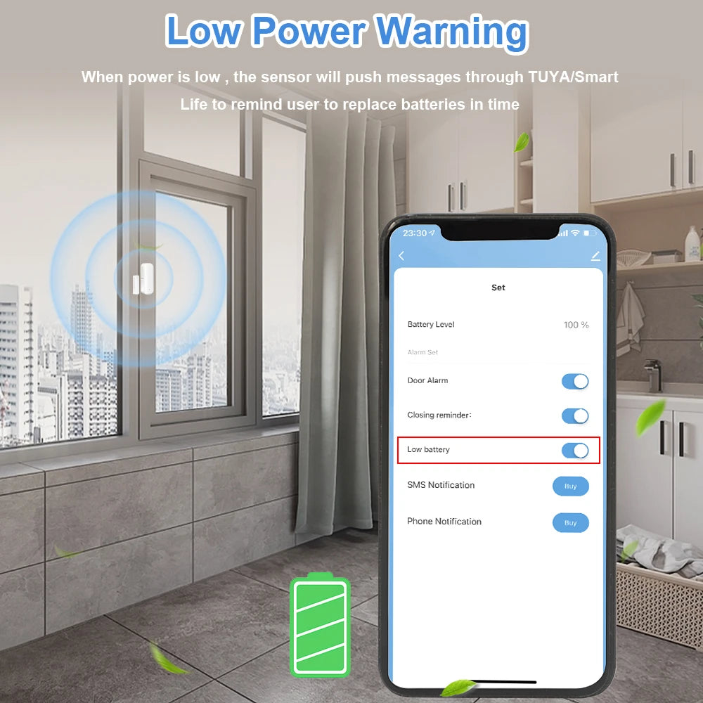 Tuya WiFi Zigbee Smart Door Sensor Window Sensor Door Magnetic Alarm Detector Magnetic Sensor Work With Alexa And Google Home
