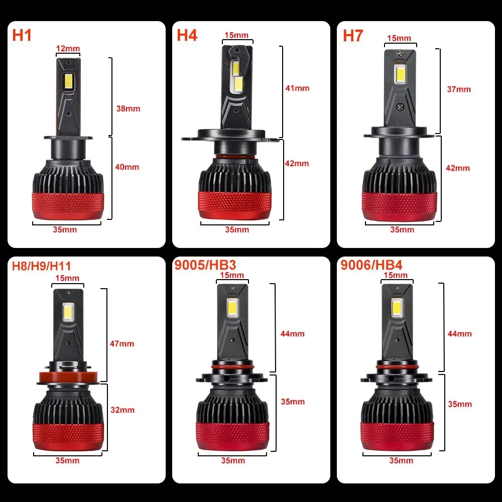 200W 60000LM H7 LED H4 Canbus H1 H8 H9 H11 HB3 HB4 Car Headlight Bulbs 9005 9006 Auto Fog Light 6000K K5C F5C 12V 24V