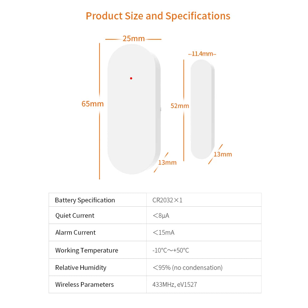 TAIBOAN Wireless 433mhz Door Window Alarm Sensor EV1527 Door Open/Closed Detector For Smart Alarm Host System Accessories