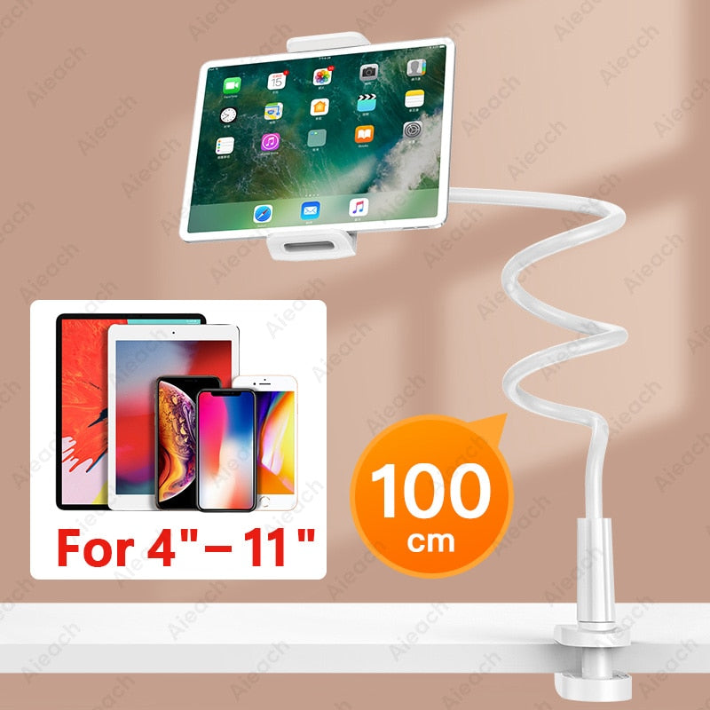 Gooseneck Tablet Mount Holder For Bed Desk Phone Holder Flexible Long Arm Clamp Tablet Stand For iPad Samsung Xiaomi 4.7-11 inch