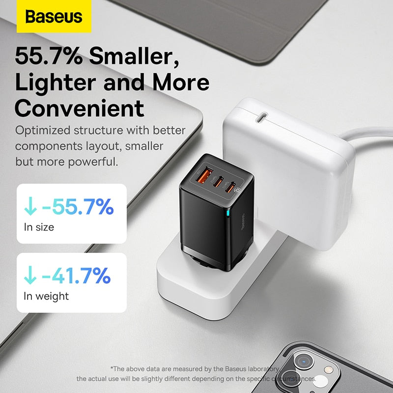 Baseus GaN 65W USB C Charger Quick Charge 4.0 3.0 QC4.0 QC PD3.0 PD USB-C Type C Fast USB Charger For iPhone 14 13 Pro MacBook