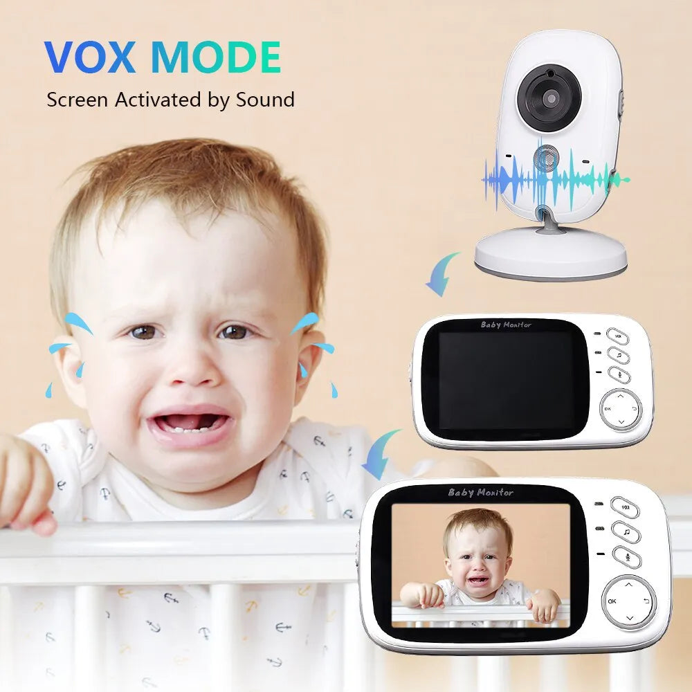 VB603 Electronic Baby Monitor With 3.2in LCD Display Video Intercom Surveillance Camera Security Protection For Newborn Baby