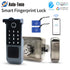 Waterproof TTLOCK Smart Fingerprint Lock Keyless Entry  Door Motor Rim Lock Bluetooth Connection by Gateway Work with Alexa Echo