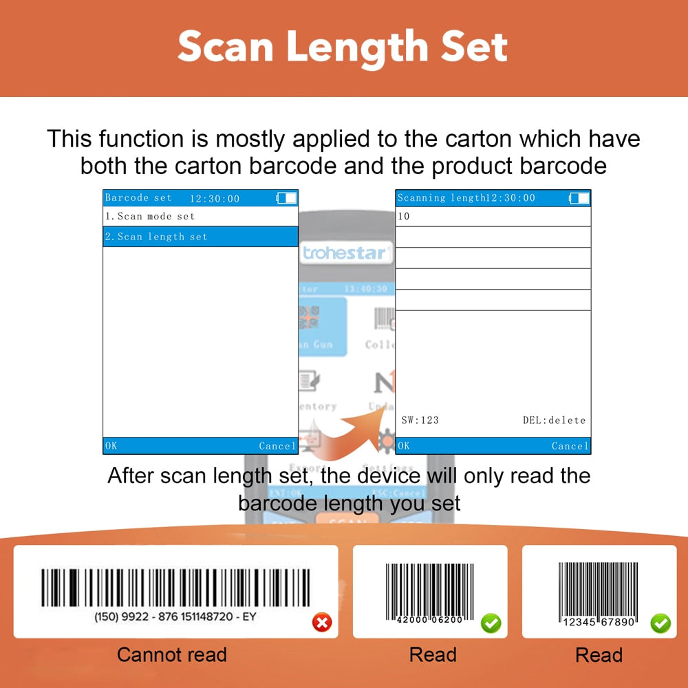 Trohestar Wireless Barcode Scanner Handheld Inventory USB Scanners Data Collector 1D 2D QR PDA barcode Reader Fit for Windows