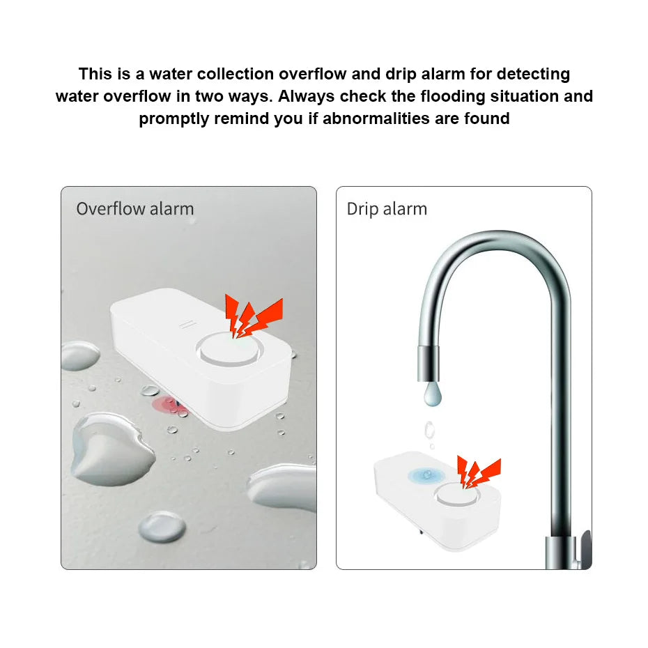 Fuers 433mhz Water Leakage Sensor Detector Alarm Sensitive Leak and Drip Alert With 90db Loud Home Security Overflow Sensor