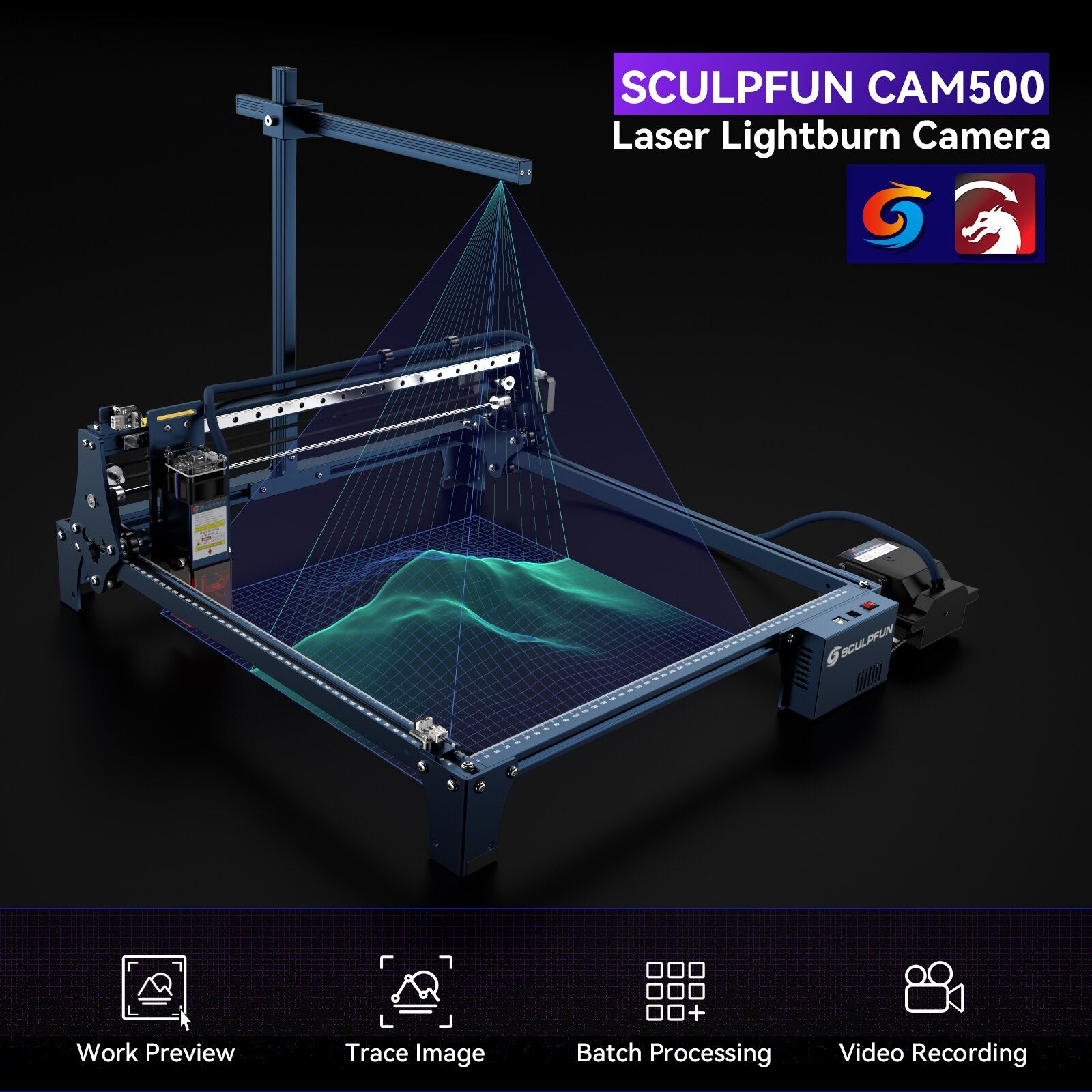 SCULPFUN S30 Pro Max 20W Laser Engraver Automatic Air-assist For Laser Engraving Precision Positioning Image Tracing Recording