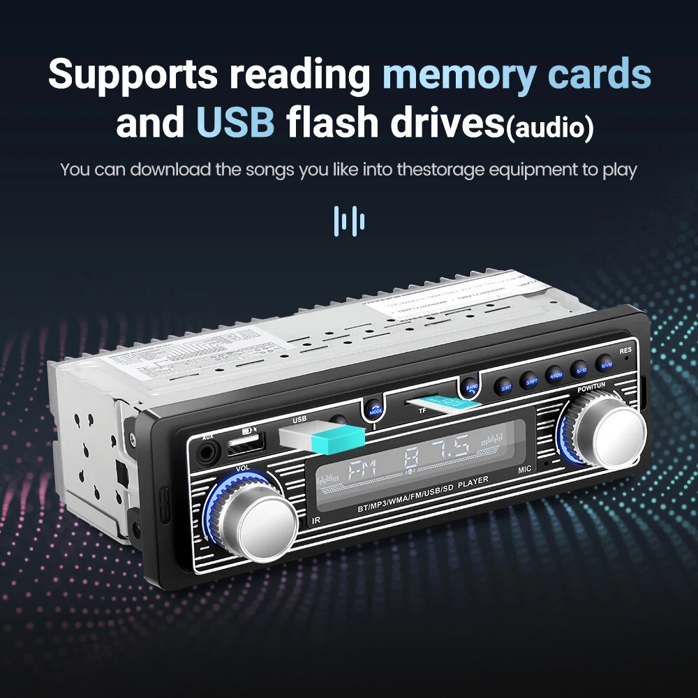 Universal Car Radio 1 Din Bluetooth Autoradio Stereo 12V MP3 Multimedia Player FM Receiver FM/USB/BT with In Dash AUX Input