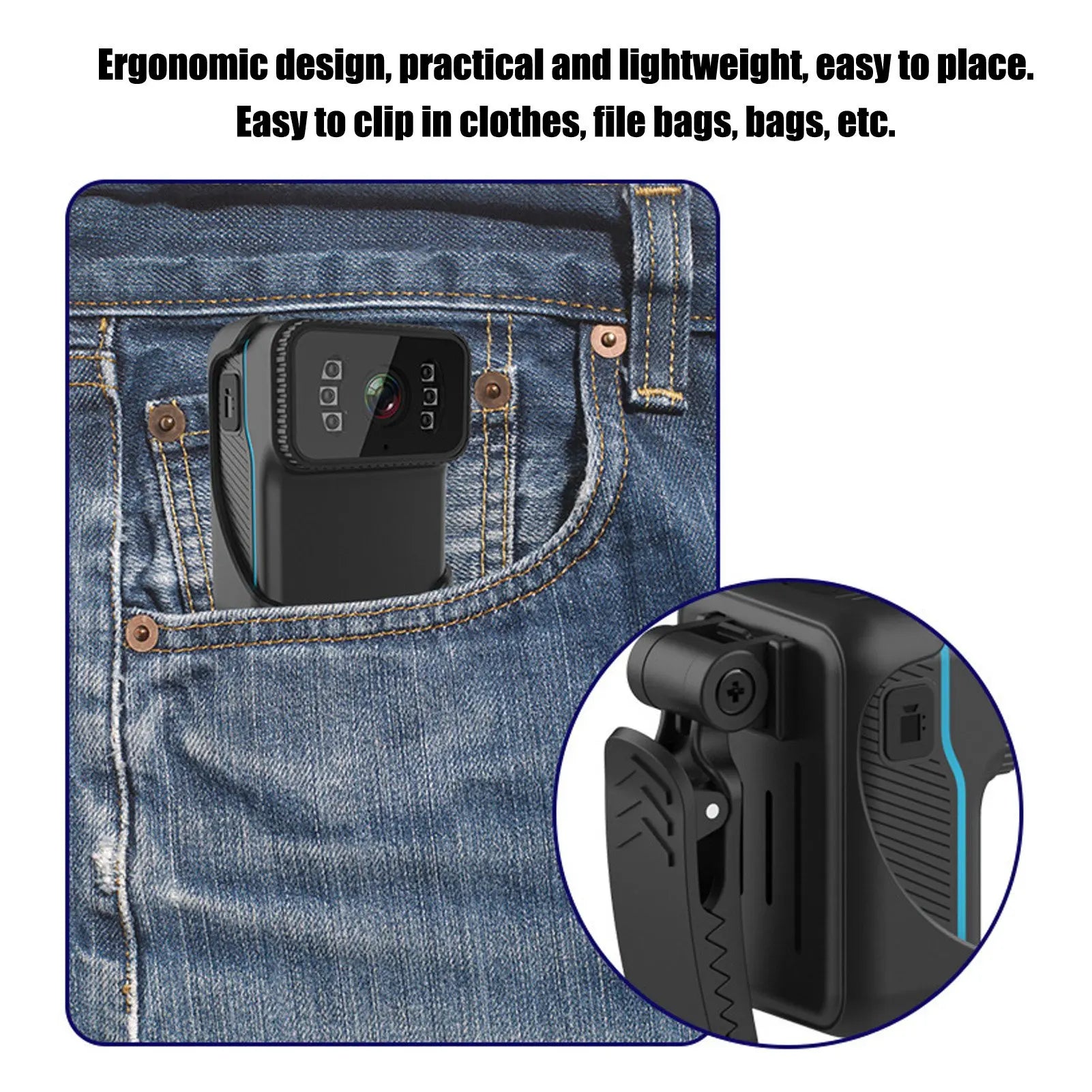 1080P HD Body Worn Camera with Microphone Wireless  Portable 12M  Body WIFI Camera