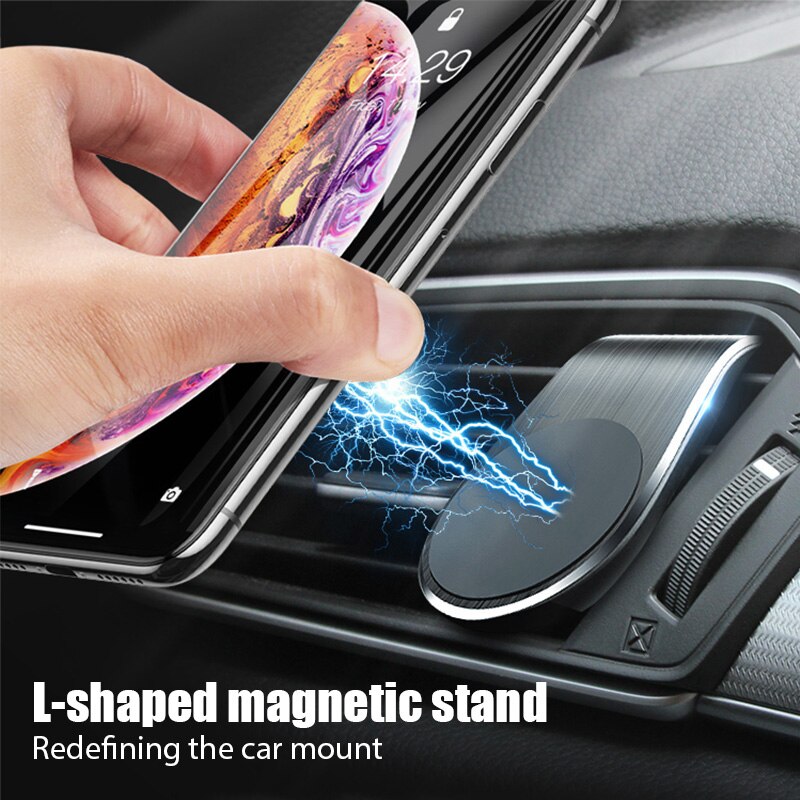 L shape Magnetic Phone Holder in Car Stand Magnet Cellphone Bracket Car Magnetic Holder for Phone for iPhone 12 Pro Max Samsung