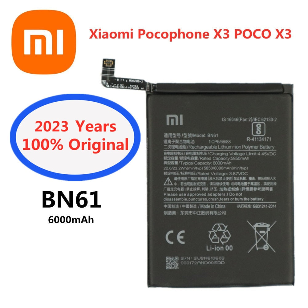2023 100% Original Xiao mi BN57 BN61 Phone Battery For Xiaomi Pocophone X3 Poco X3 Pro 6000mAh Replacement Batteries + Tool