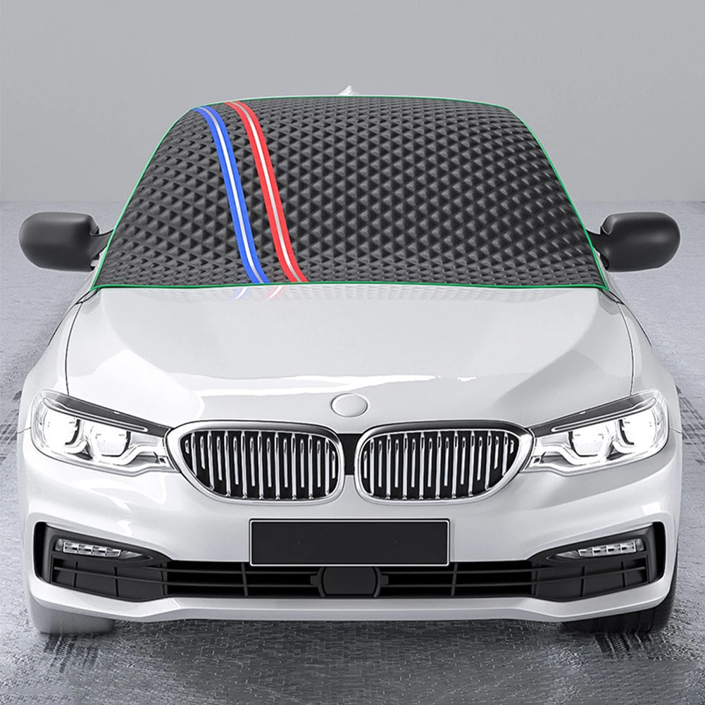 Car Snow Cover Thickened Cotton Stuffing Windshield Cover with Side Mirror Cover Protector for Snow Ice Frost Rain 166*104cm