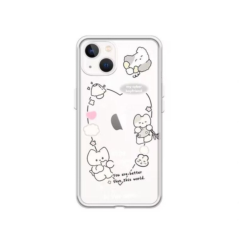 Cute Cats Can Be Put In The Photo Frame Phone Cases for IPhone 6 7 8 11 12mini 13 14 Pro Max X XS XR SE Transparent Soft Shell